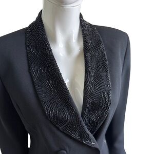 vintage: Sleek 90s Beaded Petite Double-Breasted Blazer